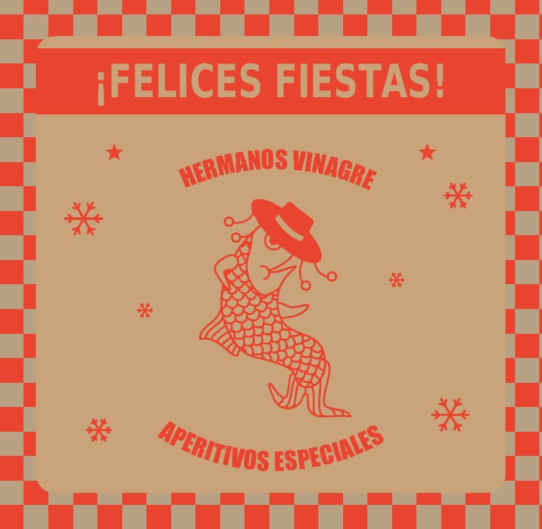 Lid of the Hermanos Vinagre Christmas box: “¡Felices fiestas!”
