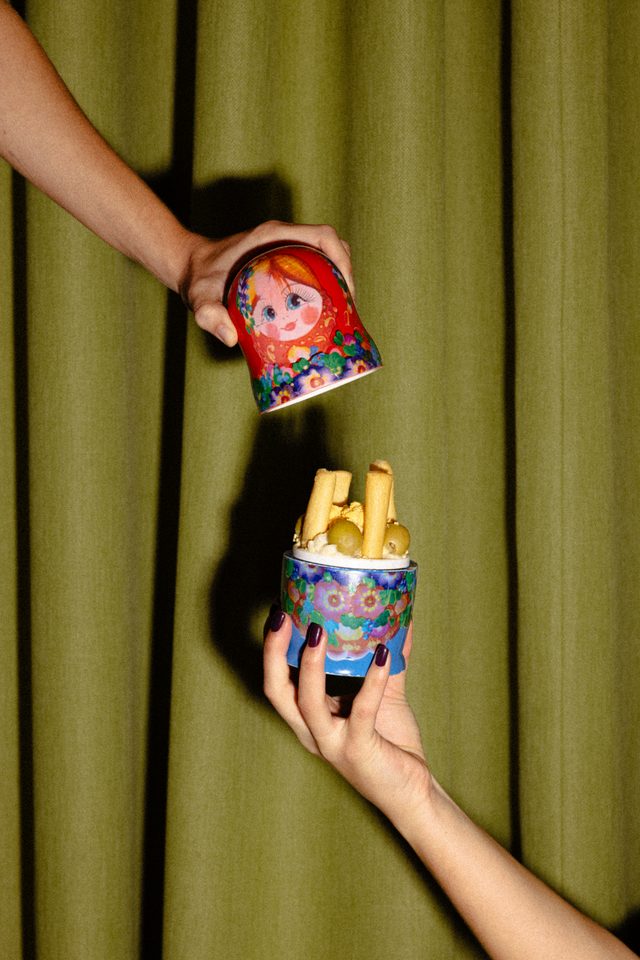 Russian salad served in a matryoshka