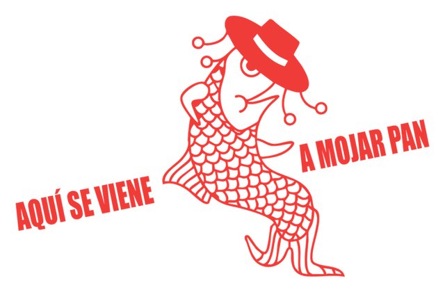 “Aquí se viene a mojar pan” sticker (you come here to mop up the sauce)